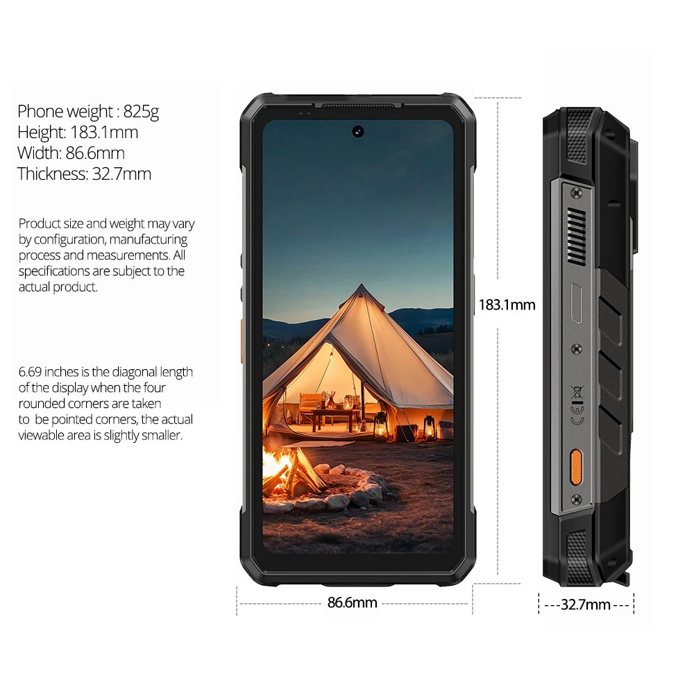 【Ships from US】Ulefone Armor 34 Pro 5G AI Rugged Phone 25500mAh Up to 32GB+512GB Built-in Projector 120Hz 6.95" NFC Smartphone - Rugged Phones Only