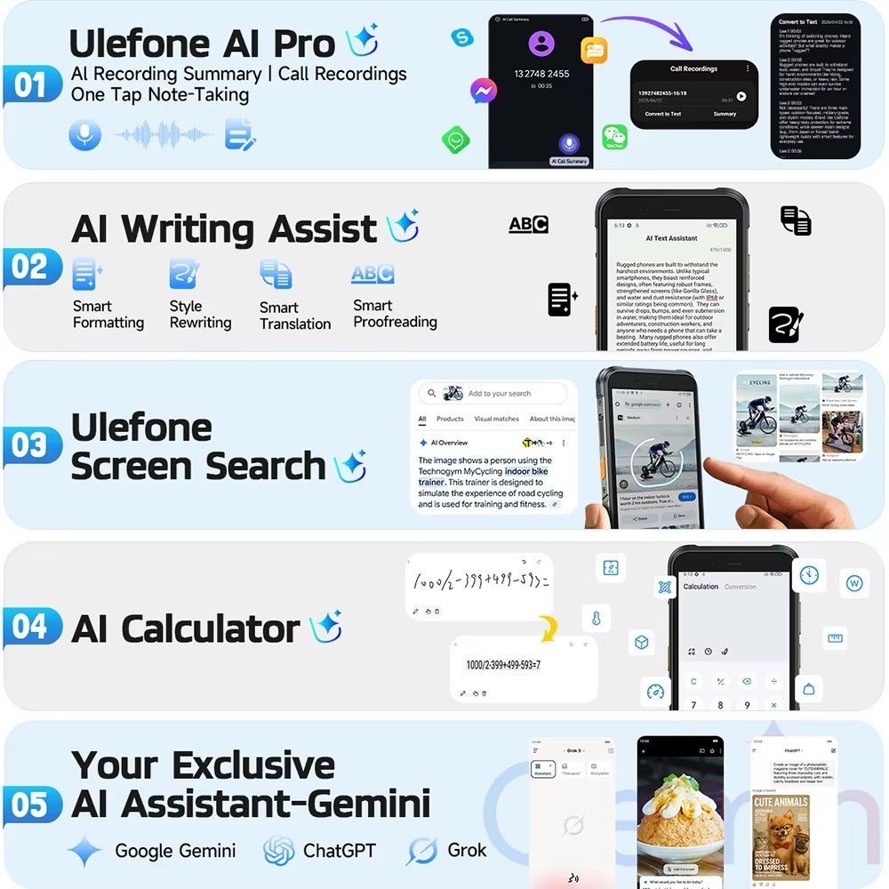 【Ships from US】Ulefone RugKing 4G Rugged Phone Android 15 Up to 16GB+256GB Waterproof Smartphone 9600mAh NFC Global Version - Rugged Phones Only