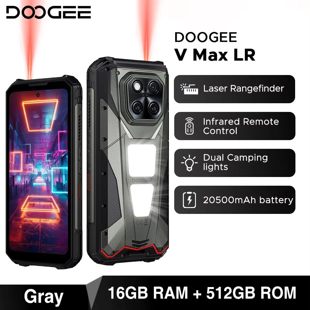 DOOGEE V Max LR 20500mAh 5G Android 15 Rugged Phone with 40m Laser Distance Measurement - Rugged Phones Only
