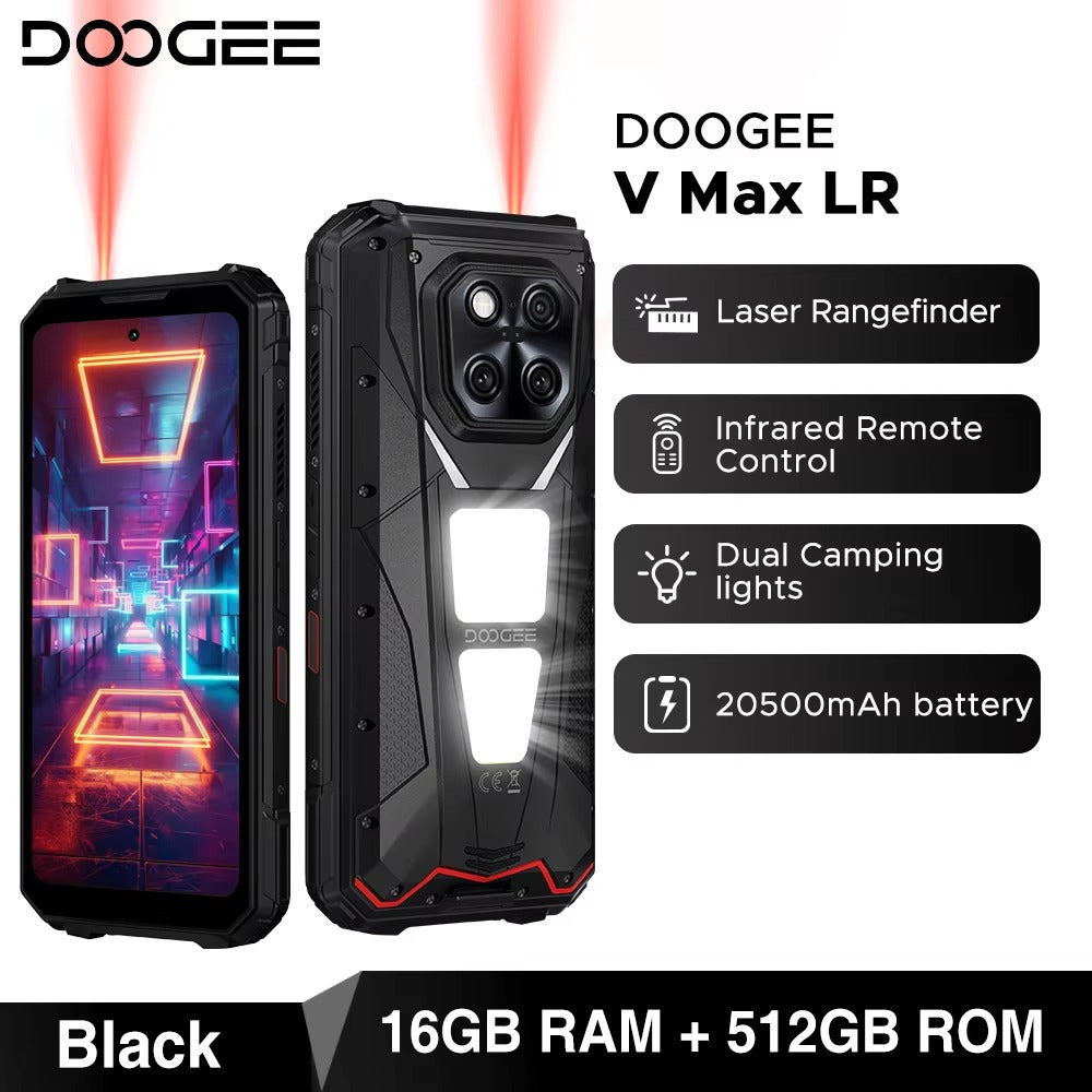 DOOGEE V Max LR 20500mAh 5G Android 15 Rugged Phone with 40m Laser Distance Measurement - Rugged Phones Only
