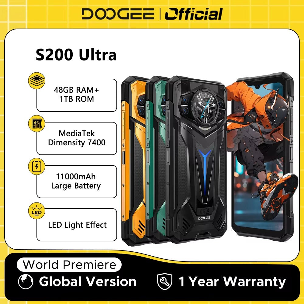 DOOGEE S200 Ultra Dimensity 7400 5G 11000mAh Android 15 Rugged Phone - Rugged Phones Only