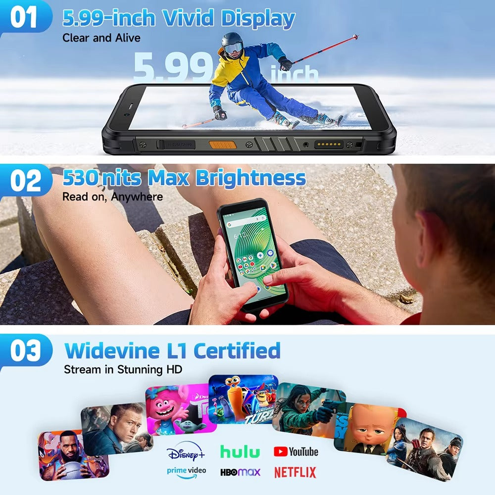 【Ships from US】Ulefone RugKing 4G Rugged Phone Android 15 Up to 16GB+256GB Waterproof Smartphone 9600mAh NFC Global Version - Rugged Phones Only