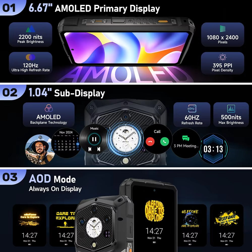 【Ships from US】 Ulefone Armor 29 Pro Thermal Version 5G AI Rugged Phone 21200mAh 120W 64MP Night Vision 6.67" 120Hz 512GB ROM - Rugged Phones Only