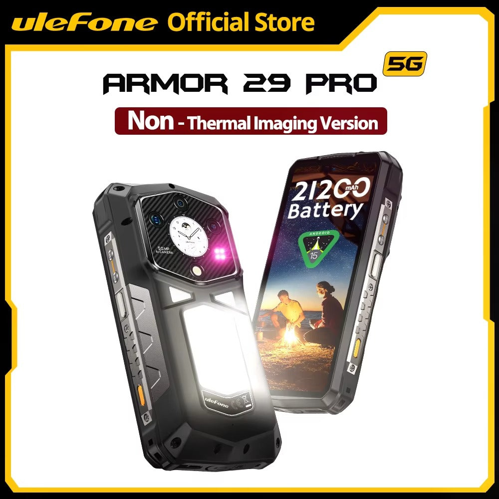 【Ships from US】 Ulefone Armor 29 Pro 5G AI Rugged Phone 21200mAh 120W 64MP Night Vision 6.67" 120Hz 512GB ROM Mobile - Rugged Phones Only
