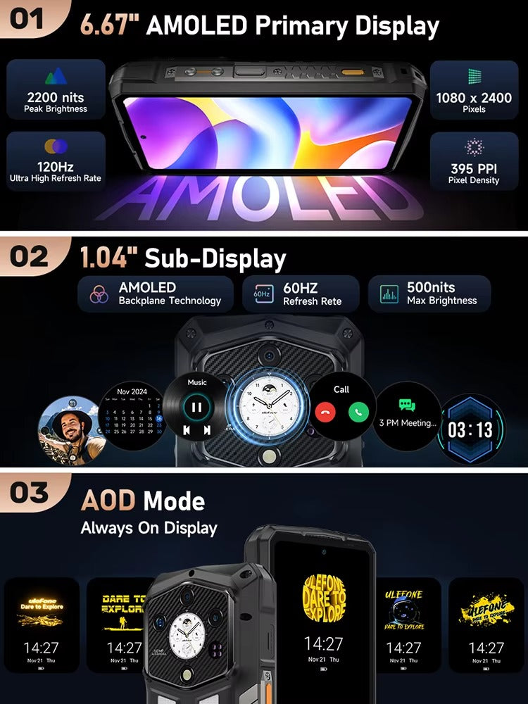 【Ships from US】 Ulefone Armor 29 Pro 5G AI Rugged Phone 21200mAh 120W 64MP Night Vision 6.67" 120Hz 512GB ROM Mobile - Rugged Phones Only