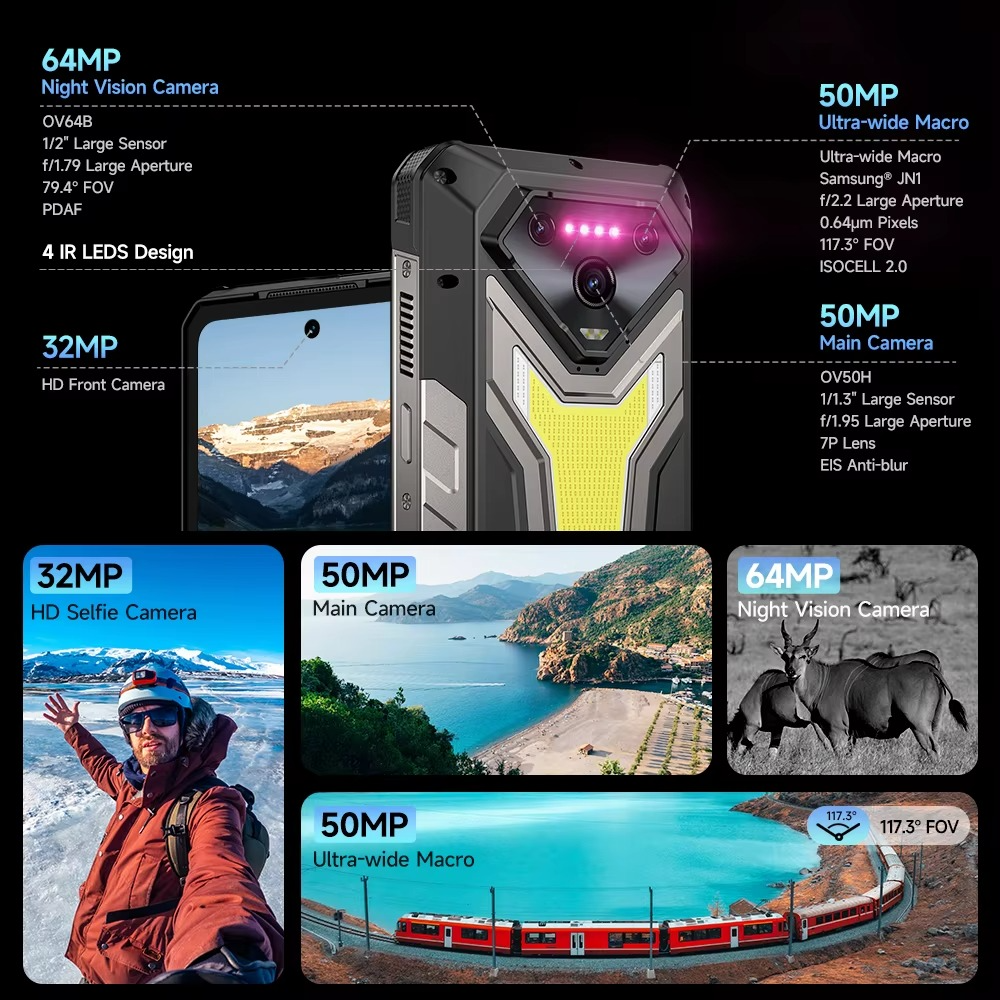 【Ships from US】Ulefone Armor 34 Pro 5G AI Rugged Phone 25500mAh Up to 32GB+512GB Built-in Projector 120Hz 6.95" NFC Smartphone - Rugged Phones Only