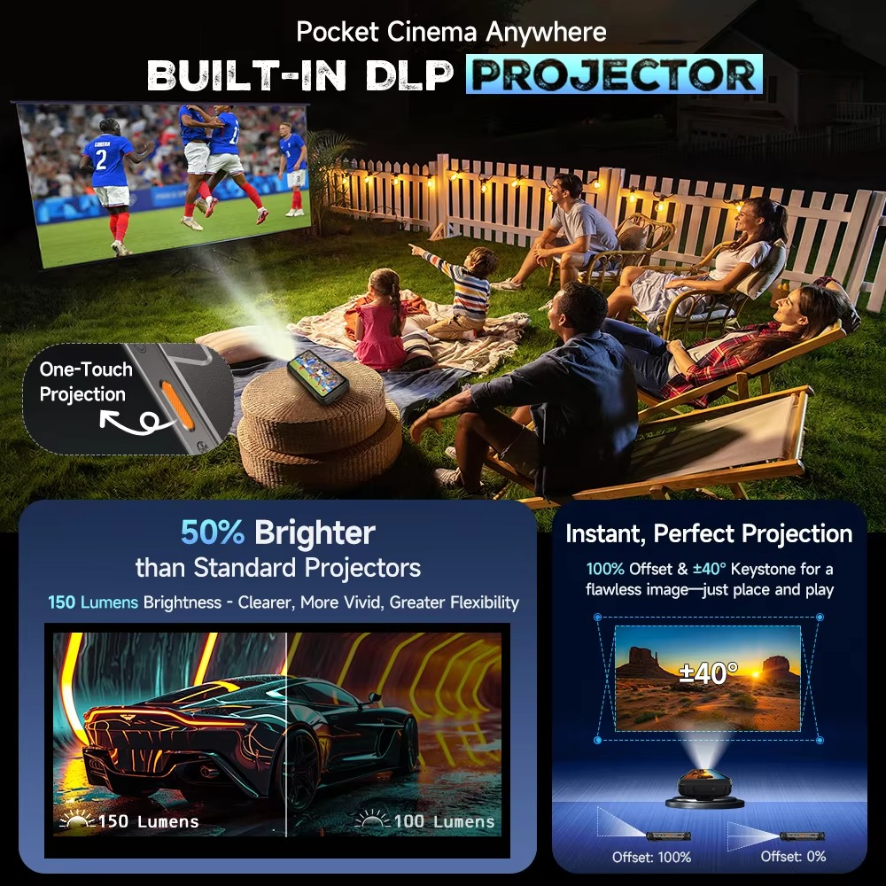 【Ships from US】Ulefone Armor 34 Pro 5G AI Rugged Phone 25500mAh Up to 32GB+512GB Built-in Projector 120Hz 6.95" NFC Smartphone - Rugged Phones Only